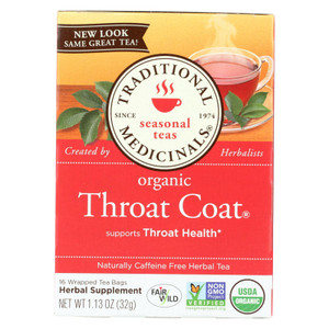 Traditional Medicinals Organic Throat Coat Herbal Tea - 16 Tea Bags - Case Of 6 Traditional Medicinals Organic Throat Coat Herbal Tea - 16 Tea Bags - Case Of 6