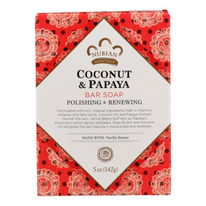 Nubian Heritage Bar Soap Coconut And Papaya With Vanilla Beans - 5 Oz Nubian Heritage Bar Soap Coconut And Papaya With Vanilla Beans - 5 Oz