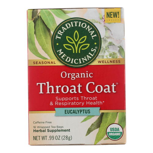 Traditional Medicinals - Herbal Tea Throat Coat Eucalyptus - Case Of 6 - 16 Bag