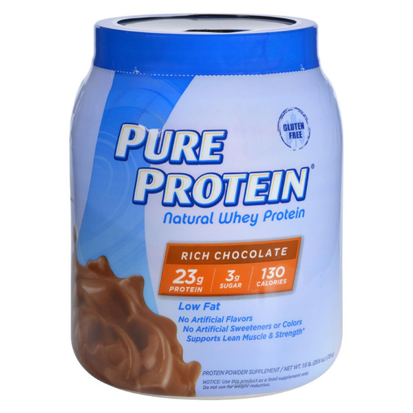 Pure Protein Whey Protein - 100 Percent Natural - Rich Chocolate - 1.6 Lb