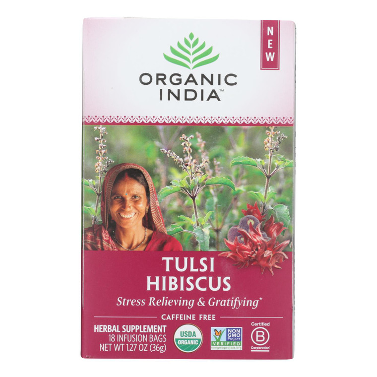 Organic India - Tulsi Hibiscus - Case Of 6 - 18 Ct Organic India - Tulsi Hibiscus - Case Of 6 - 18 Ct