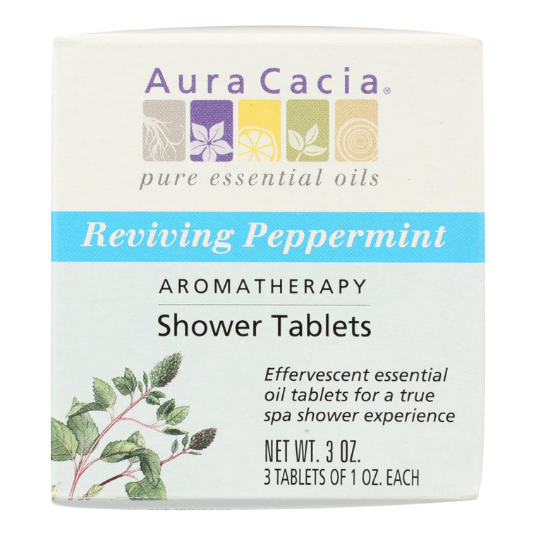 Aura Cacia - Reviving Aromatherapy Shower Tablets Peppermint - 3 Tablets Aura Cacia - Reviving Aromatherapy Shower Tablets Peppermint - 3 Tablets