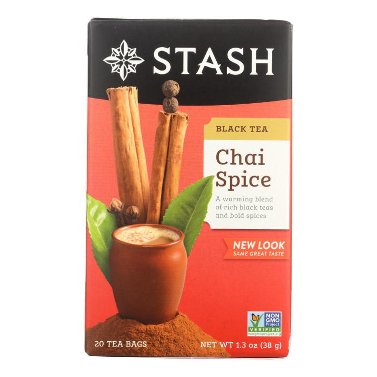 Stash Tea Chai Black Tea - Double Spice - Case Of 6 - 20 Bags Stash Tea Chai Black Tea - Double Spice - Case Of 6 - 20 Bags