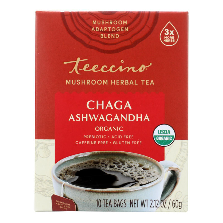 Teeccino - Mush Tea Chga Ashwgan - Case Of 6-10 Bag - J C Herbal Products