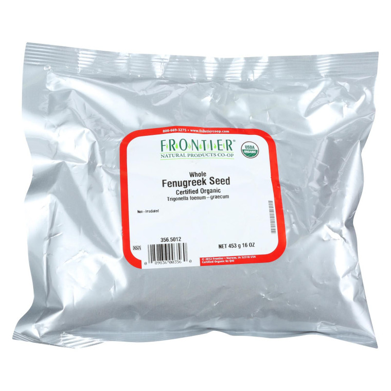 Frontier Herb Fenugreek Seed Organic Whole - Single Bulk Item - 1lb - J C Herbal Products