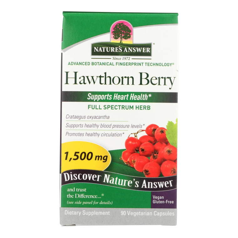 Nature's Answer - Hawthorn Berry - 90 Vegetarian Capsules - J C Herbal Products