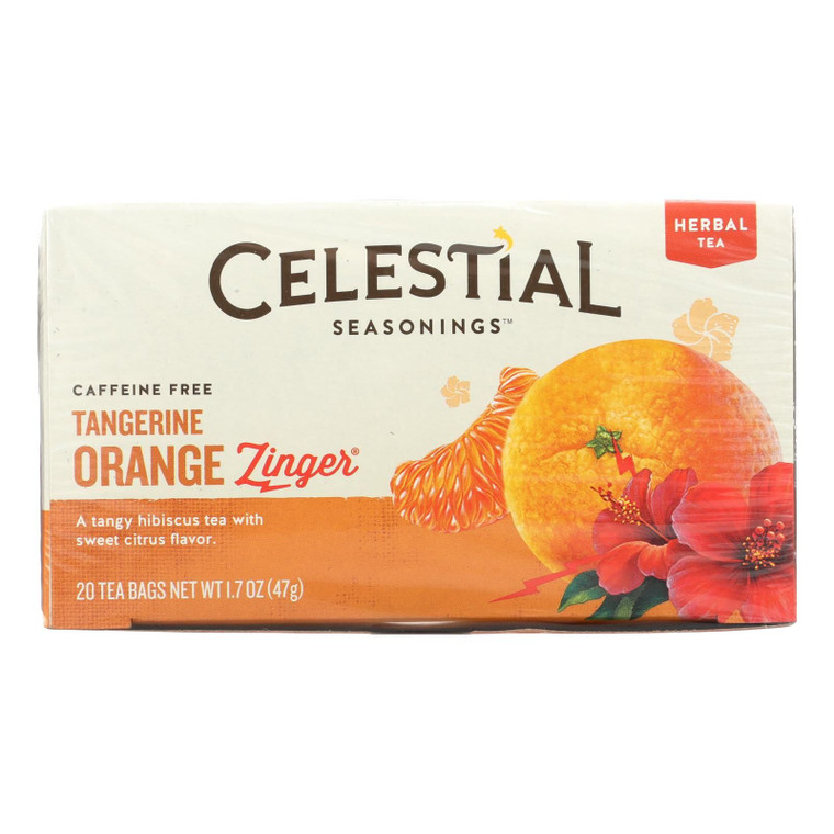 Celestial Seasonings Herb Tea Tangerine Orange Zinger - 20 Tea Bags - Case Of 6 - J C Herbal Products
