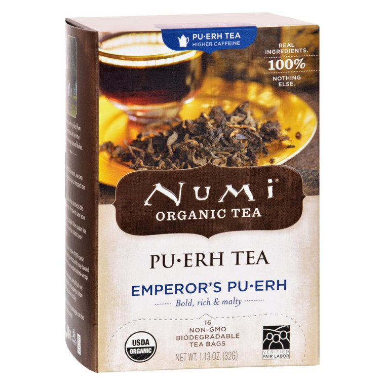Numi Emperor's Puerh Black Tea - 16 Tea Bags - Case Of 6 - J C Herbal Products