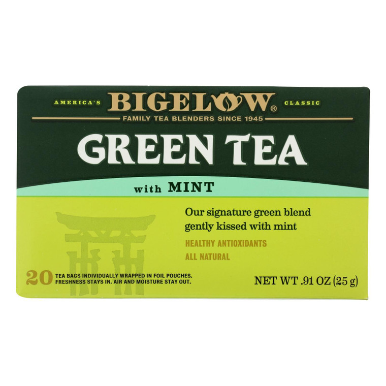Bigelow Tea Green Tea - With Mint - Case Of 6 - 20 Bag - J C Herbal Products
