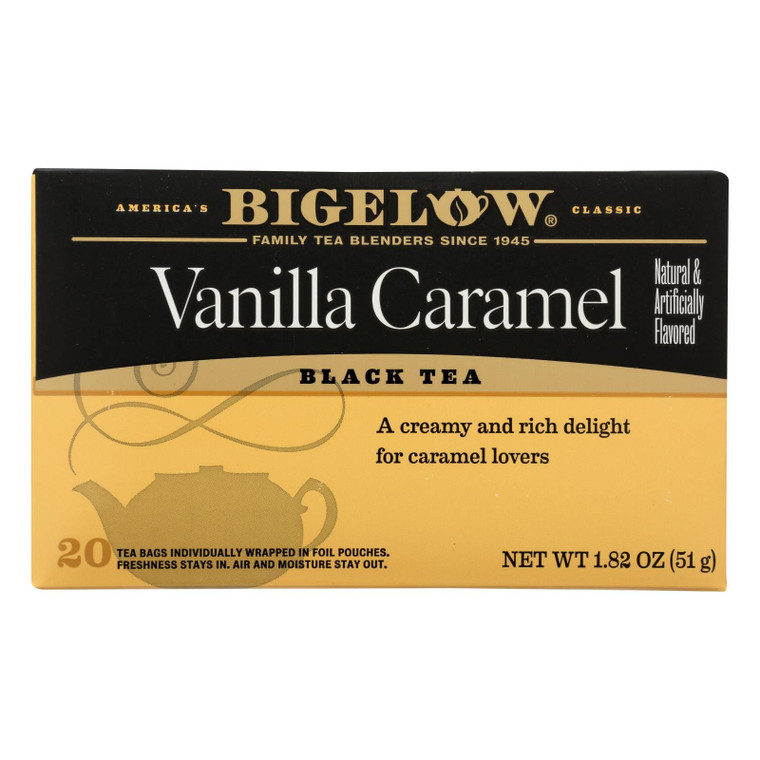 Bigelow Tea Vanilla Caramel Black Tea - Case Of 6 - 20 Bags - J C Herbal Products