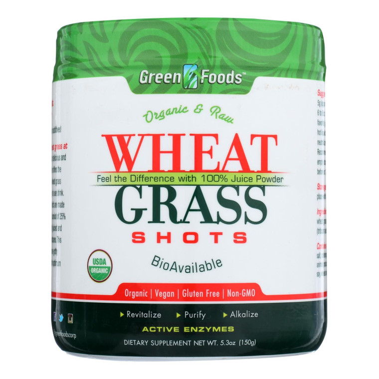 Green Foods Organic And Raw Wheat Grass Shots - 5.3 Oz - J C Herbal Products