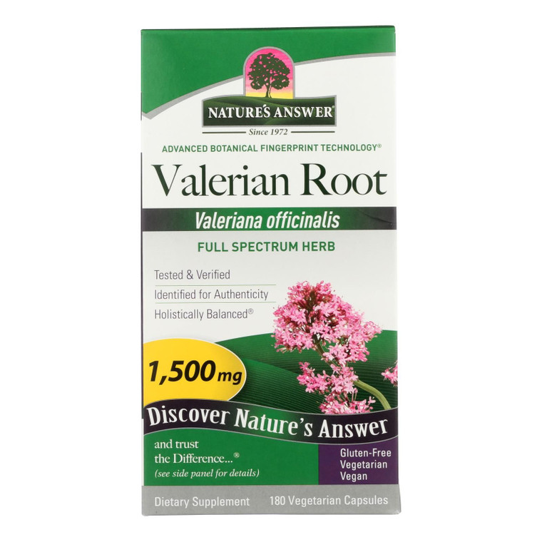 Nature's Answer - Valerian Root - 180 Vegetarian Capsules - J C Herbal Products