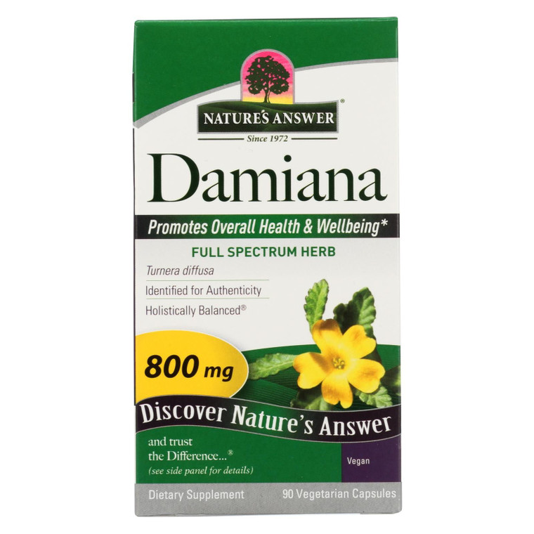 Nature's Answer - Damiana Leaf - 90 Vegetarian Capsules - J C Herbal Products
