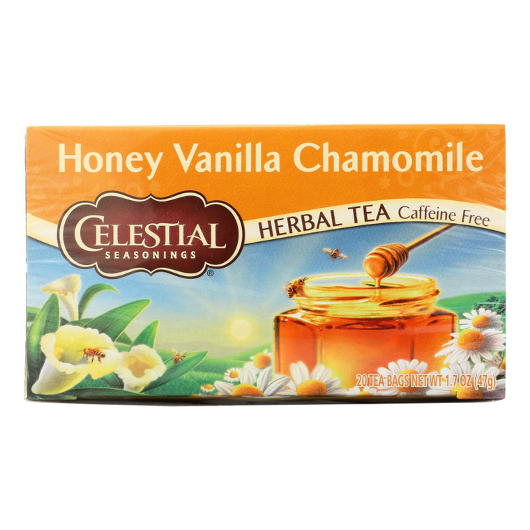 Celestial Seasonings Herbal Tea Caffeine Free Honey Vanilla Chamomile - 20 Tea Bags - Case Of 6 - J C Herbal Products