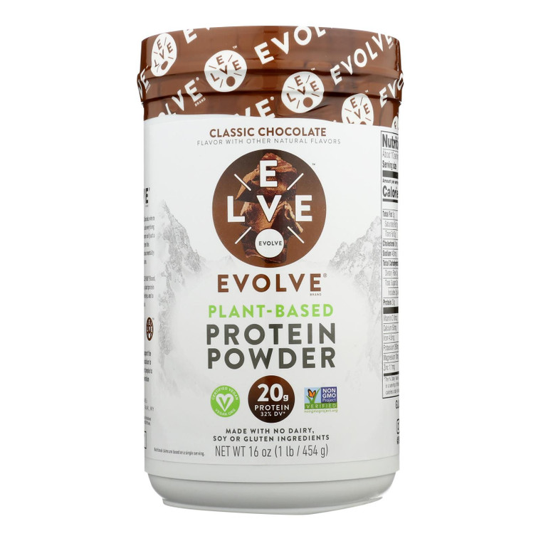 Evolve Real Plant-powered Classic Chocolate Flavor Protein Powder - 1 Each - 16 Oz - J C Herbal Products