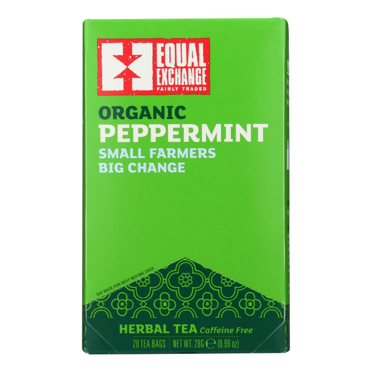 Equal Exchange Organic Peppermint Tea - Peppermint Tea - Case Of 6 - 20 Bags - J C Herbal Products