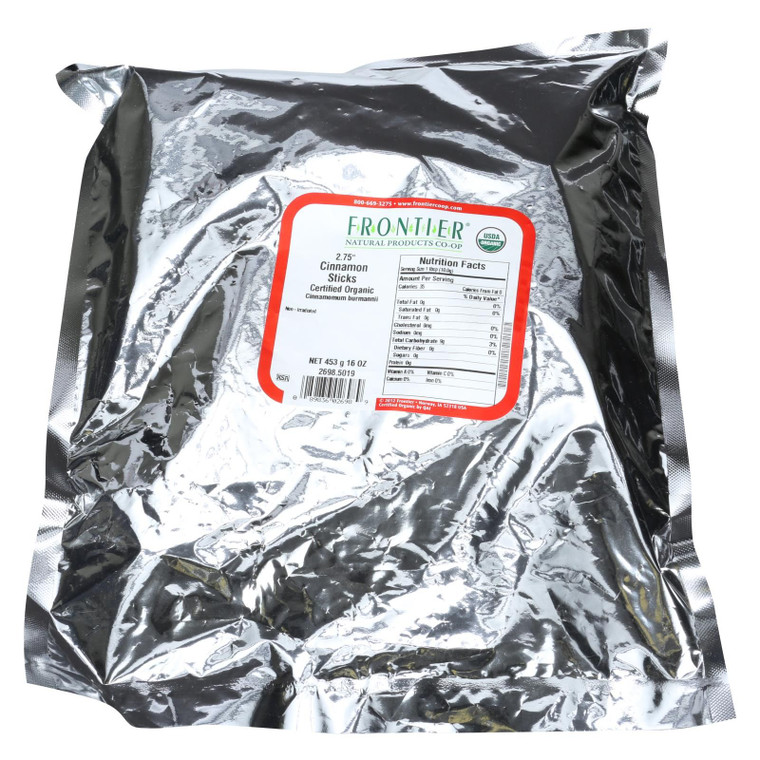 Frontier Herb Cinnamon - Organic - Sticks - 2.75 In - Bulk - 1 Lb - J C Herbal Products