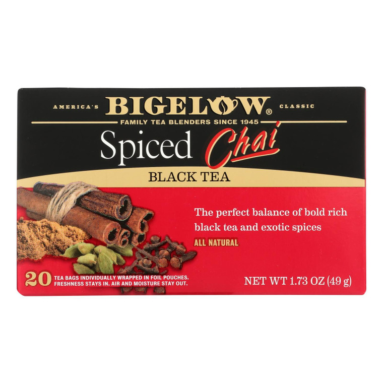 Bigelow Tea Black Tea - Spiced Chai - Case Of 6 - 20 Bag - J C Herbal Products