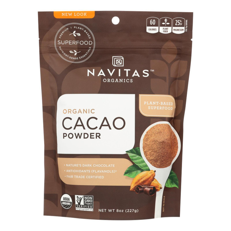 Navitas Naturals Cacao Powder - Organic - Raw - 8 Oz - Case Of 12 - J C Herbal Products