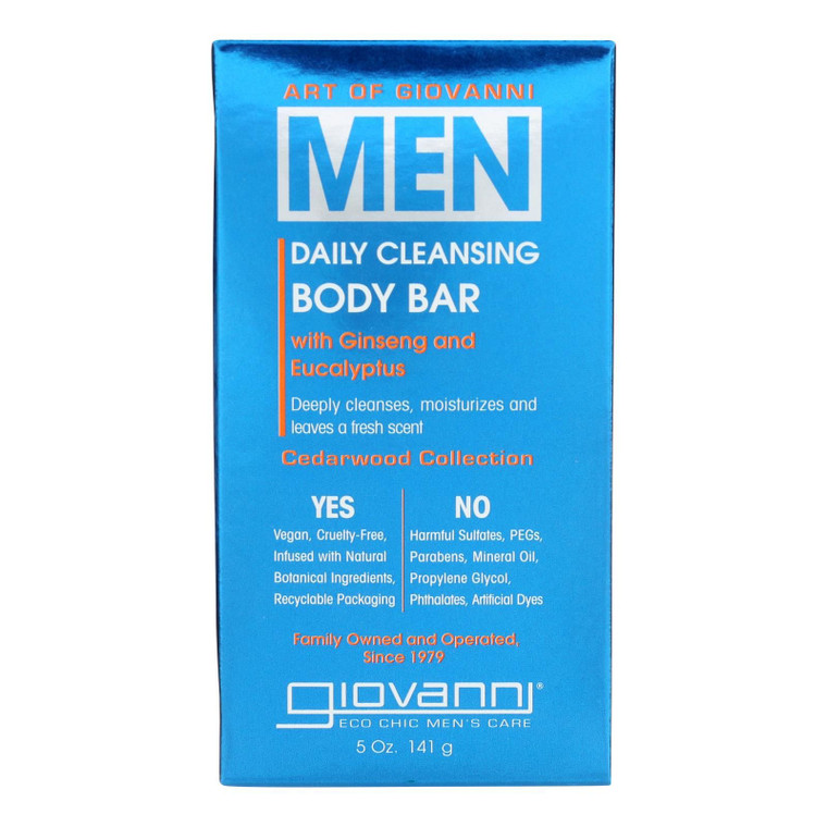Giovanni Hair Care Products - Clns Body Bar Men Cdrwd - 1 Each-5 Oz - J C Herbal Products