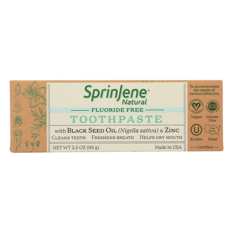 Sprinjene Natural - Toothpaste W/o Fluoride - 1 Each - 3.5 Oz - J C Herbal Products
