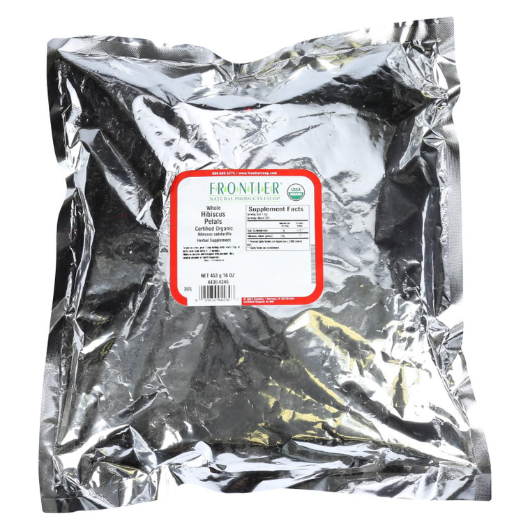 Frontier Herb Hibiscus Petals Organic Whole - Single Bulk Item - 1lb - J C Herbal Products