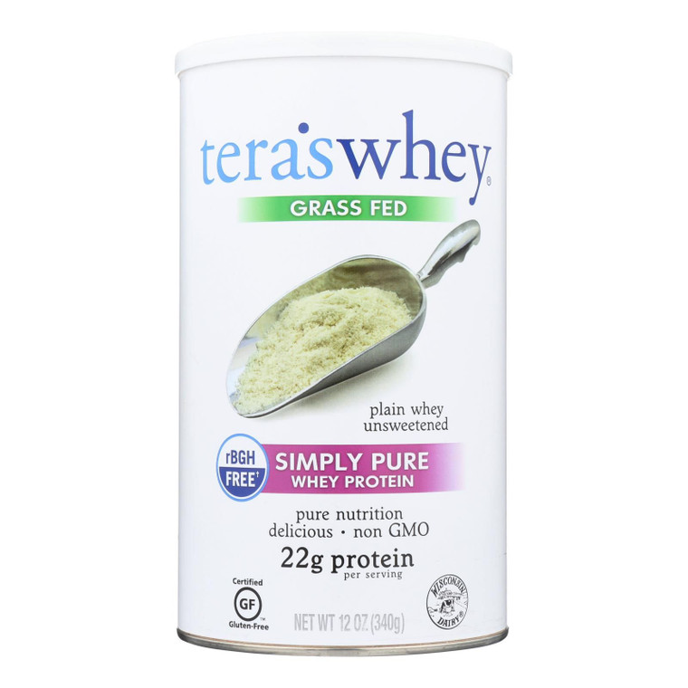Tera's Whey Protein - Rbgh Free - Plain - Unsweetened - 12 Oz - J C Herbal Products