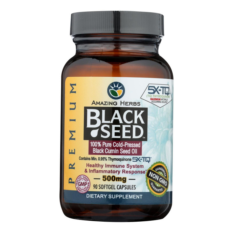 Amazing Herbs - Black Seed Oil Black Cumin Seed Oil - 90 Softgels - J C Herbal Products