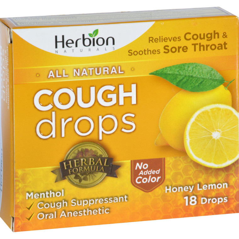 Herbion Naturals Natural Cough Drops - Honey Lemon - 18 Drops - J C Herbal Products