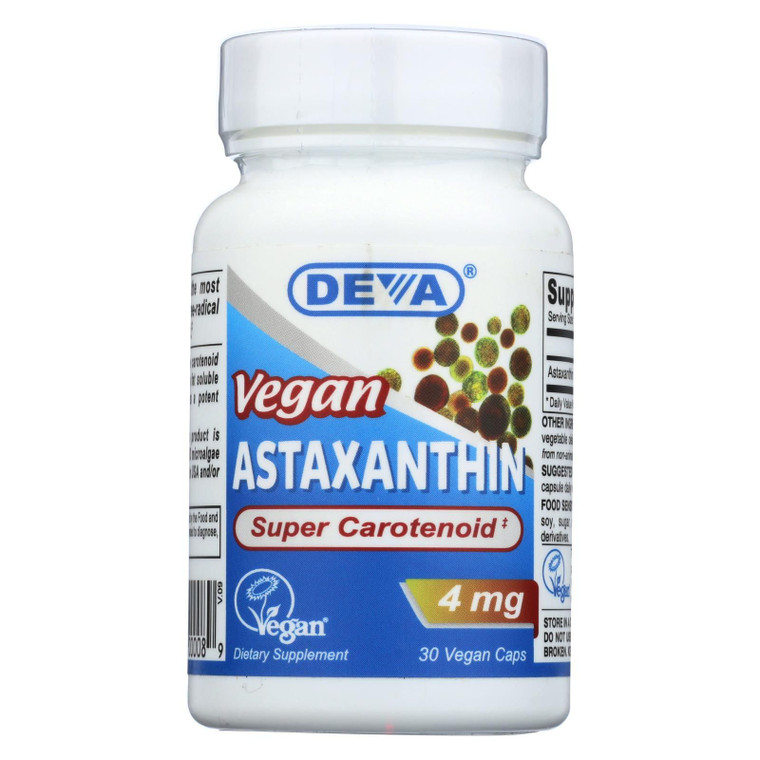 Deva Vegan Vitamins - Astaxanthin Super Antioxidant - 4 Mg - 30 Capsules - J C Herbal Products
