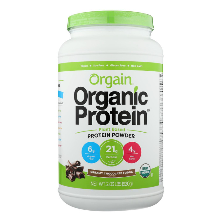 Orgain Organic Protein Powder - Plant Based - Creamy Chocolate Fudge - 2.03 Lb - J C Herbal Products