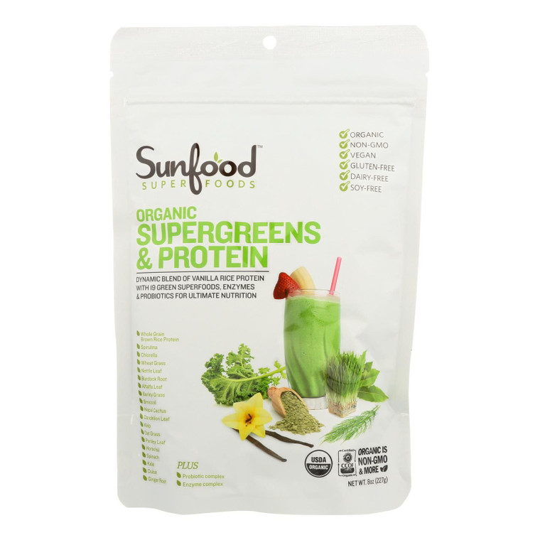 Sunfood - Supergreens Protein - 1 Each-8 Oz - J C Herbal Products