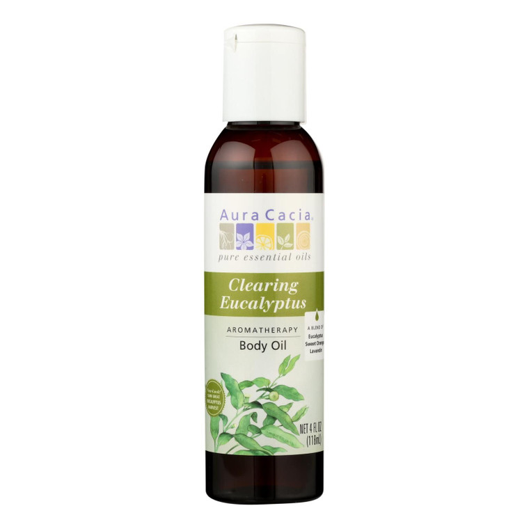 Aura Cacia - Aromatherapy Bath Body And Massage Oil Eucalyptus Harvest - 4 Fl Oz - J C Herbal Products