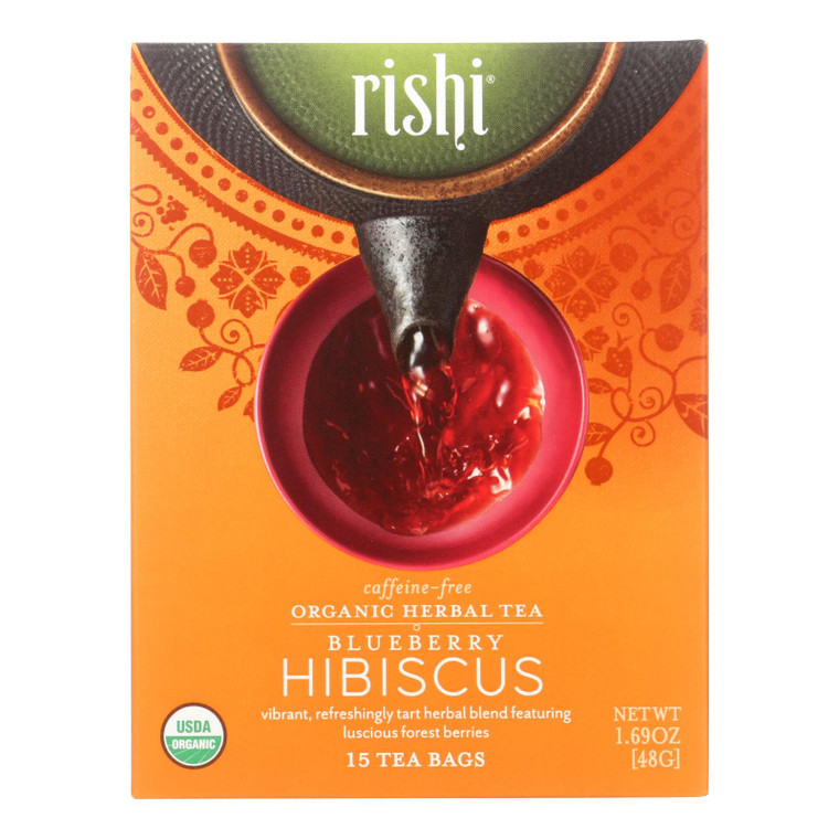 Rishi Organic Tea - Blueberry Hibiscus - Case Of 6 - 15 Bags Rishi Organic Tea - Blueberry Hibiscus - Case Of 6 - 15 Bags