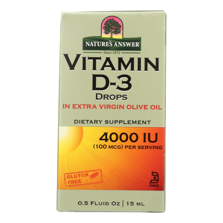 Nature's Answer - Vitamin D3 Drops - 4000 Iu - 0.5 Fl Oz - J C Herbal Products