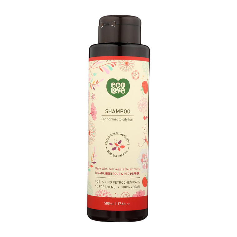 Ecolove Shampoo - Red Vegetables Shampoo for Normal To Oily Hair - Case Of 1 - 17.6 Fl Oz. - J C Herbal Products