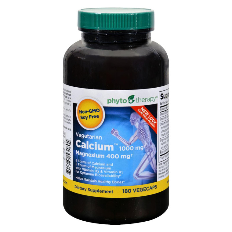 Phyto-therapy Vegetarian Calcium With Magnesium - 180 Capsules - J C Herbal Products