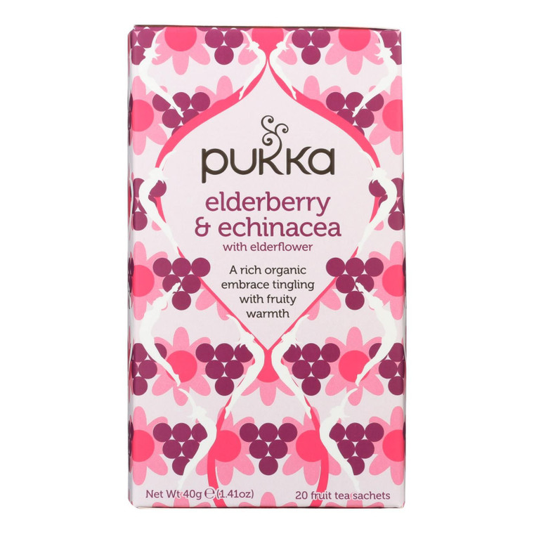 Pukka - Tea Organic Elberberry Echinacea - Case Of 4-20 Bags - J C Herbal Products