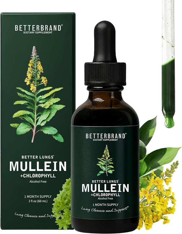 Betterbrand BetterLungs Mullein Drops Respiratory Support, 60 mL - J C Herbal Products