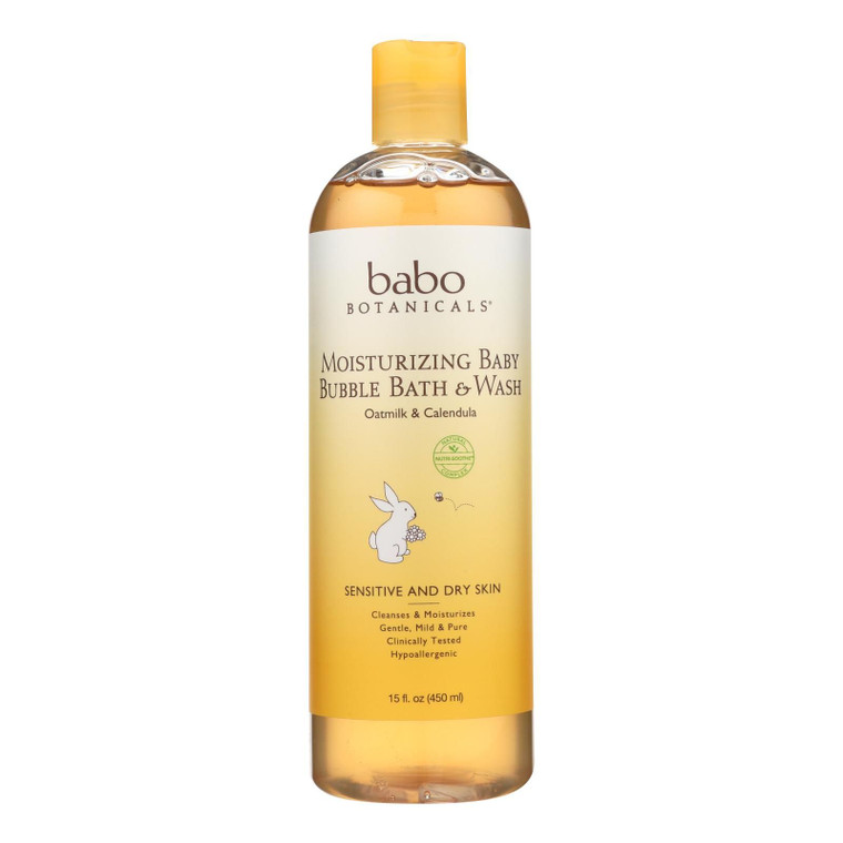 Babo Botanicals - Baby Bubble Bath And Wash - Moisturizing - Oatmilk - 15 Oz - J C Herbal Products