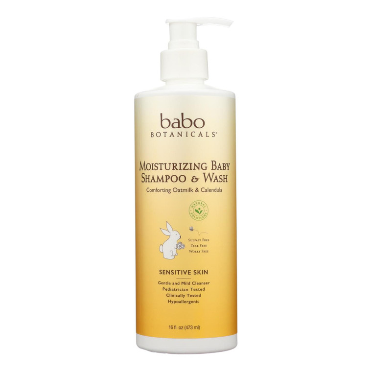 Babo Botanicals - Baby Shampoo And Wash - Moisturizing - Oatmilk - 16 Oz - J C Herbal Products
