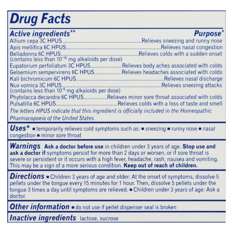 Boiron - Children's Cold Calm Pellets - 2 Tubes