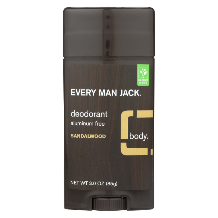 Every Man Jack Body Deodorant - Sandalwood - 3 Oz - J C Herbal Products