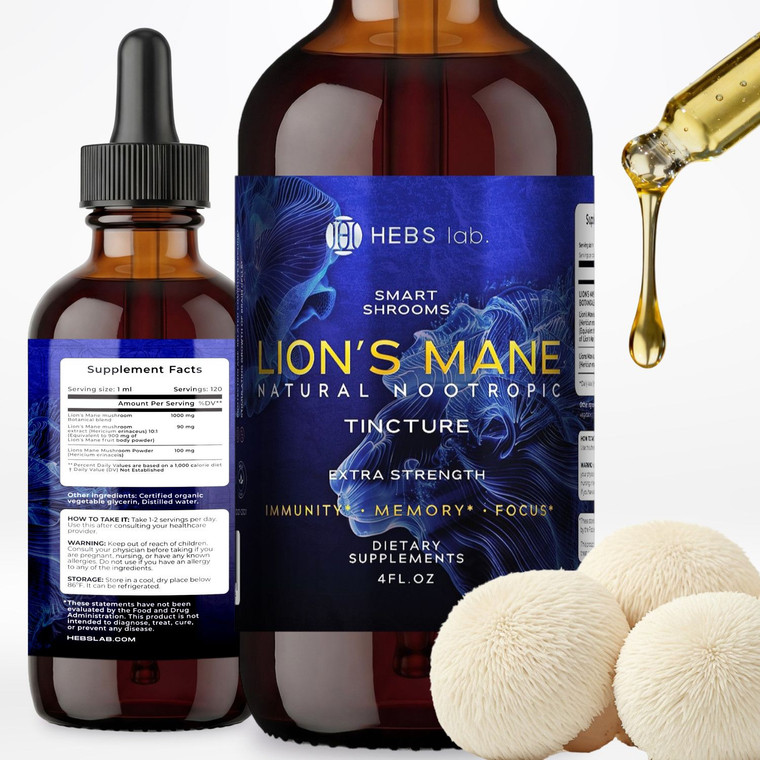 Lion's Mane Liquid Extract 4 oz Brain & Focus Support Tincture
