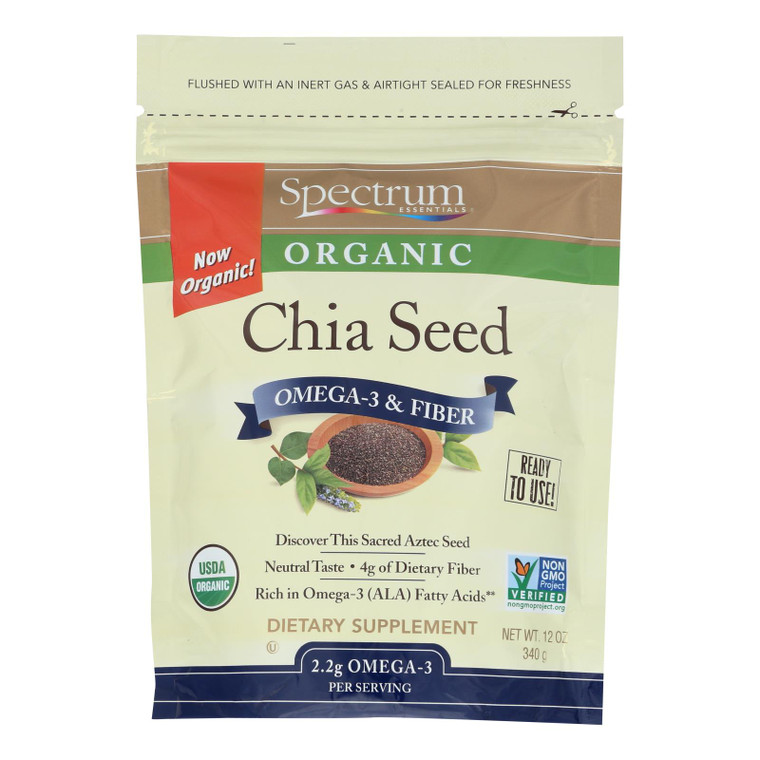 Spectrum Essentials Organic Chia Seeds - Omega-3 And Fiber - 12 Oz Spectrum Essentials Organic Chia Seeds - Omega-3 And Fiber - 12 Oz