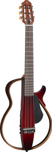 Yamaha SLG200N nylon-string Silent Guitar in Natural, front view with the frame fitted