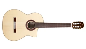 Cordoba GK Studio Negra flamenco guitar, full front view with cutaway and side-mounted Fishman preamp