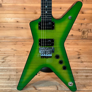 Dean USA ML Slime body close-up - DMT humbuckers at neck and bridge with the chrome Floyd Rose Original