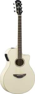 Yamaha APX600 thinline acoustic-electric guitar in Vintage White, front view