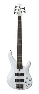 Yamaha TRBX305 5-string electric bass in White, front view